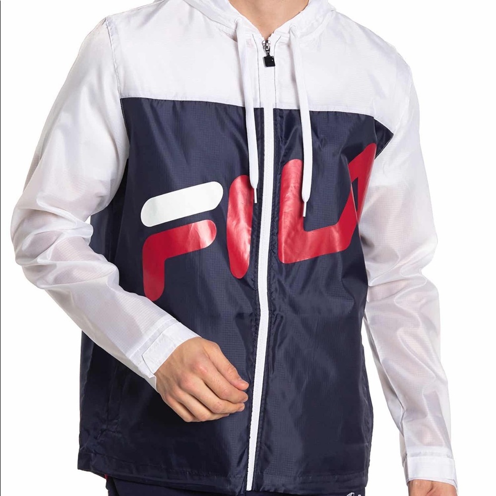 Fila colorblock logo hooded red blue white jacket
